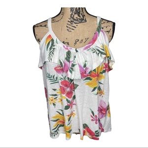 Old Navy Womens Blouse Top Pullover Tank Sleeveless Linen Tropical Summer